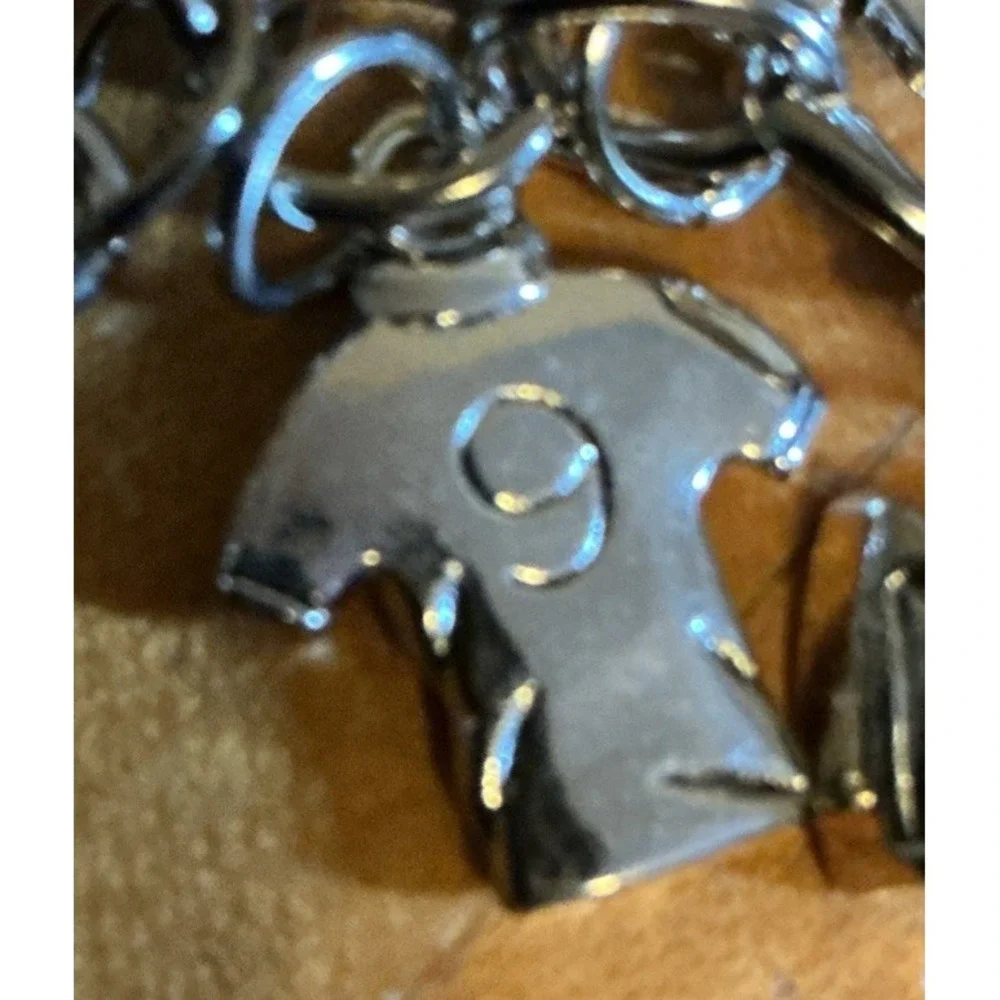 Soccer Ball Keychain Silver Tone w/ Jersey I Love Soccer‎ I Heart Soccer Shoe